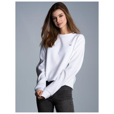 Sweatshirt TRIGEMA "TRIGEMA Sweatshirt in Waffeloptik", Damen, Gr. 3XL, weiß, Piqué, 100% Baumwolle, Rundhals, Sweatshirts Sweatshirt