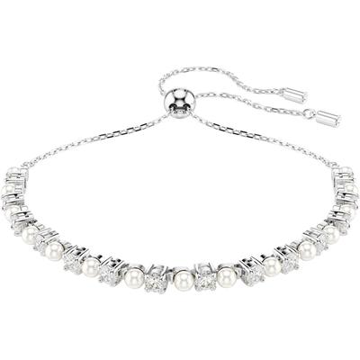 Armband SWAROVSKI "Schmuck Geschenk Matrix Armkette" Gr. M, silber (metallfarben, kristallweiß, weiß, kristallweiß), Armbänder, Damen, M, Metall Perlen, Metall, Perlen, Armband, mit Swarovski Kristall - mit Swarovski Perle