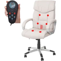 Massage-Bürostuhl MCW-A71, Drehstuhl Chefsessel, Heizfunktion Massagefunktion Kunstleder ~ creme