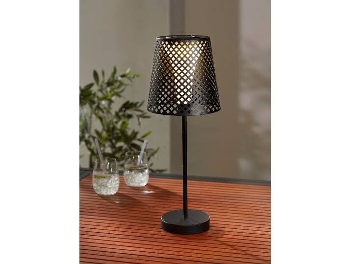 Solarleuchte mit Schirm aus Metallgeflecht, Schwarz