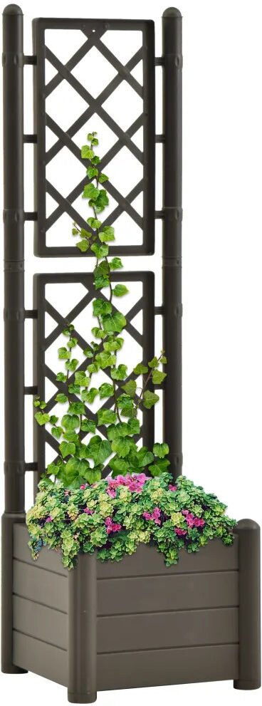 Dakota Fields Lando Raised Garden Bed with Trellis Anthracite 142cm H X 43cm W X 43cm D
