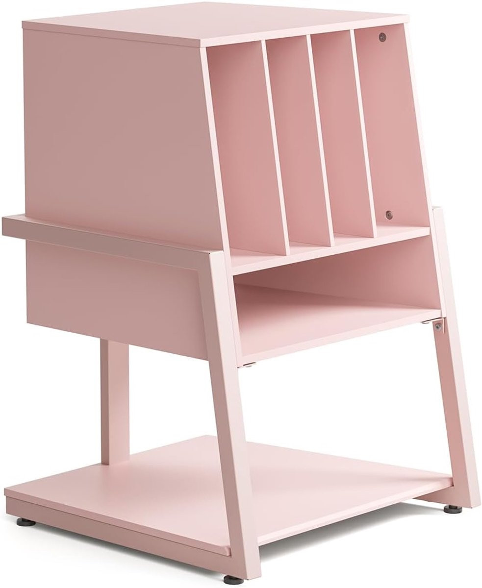 FITUEYES HiFi-meubel met 5 vakken voor 120 lp's en stereo-installatie - Roze