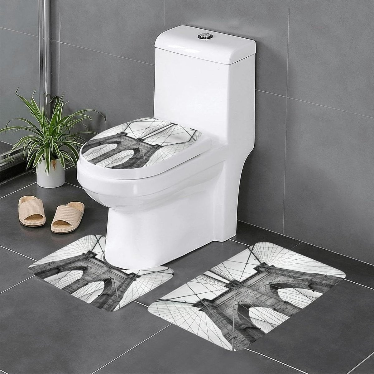 Set van 3 witte badkamermatten, extra absorberend en zacht