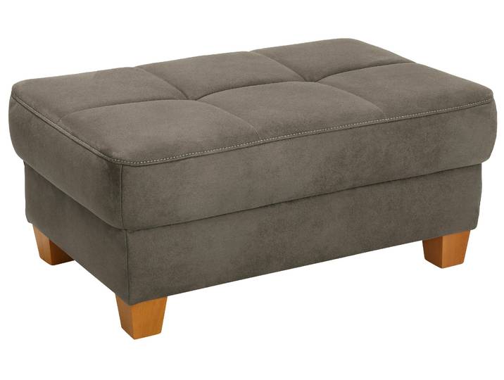 Hocker, Luxus-Microfaser Lederoptik, Braun savannah, 99×65 cm, Polsterhocker mit Kontrastnaht, Modern, Home-affaire