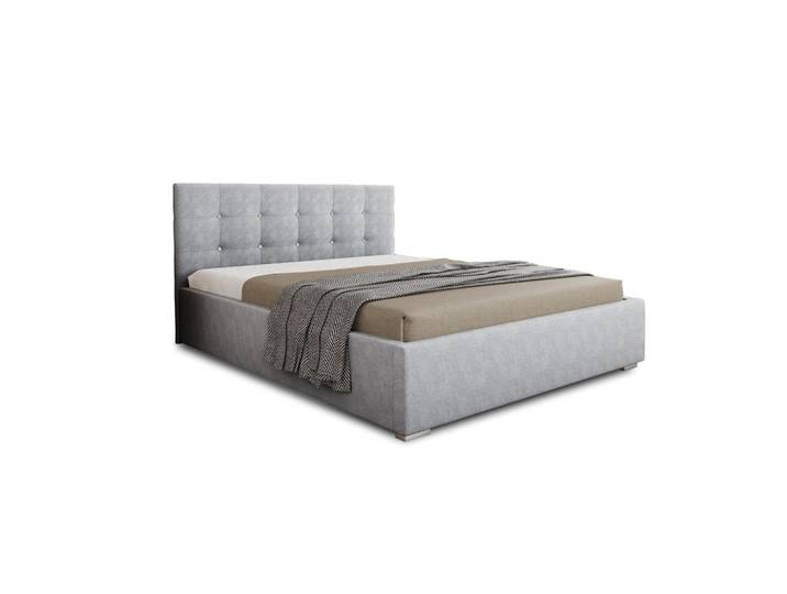 Deine Möbel 24 Polsterbett Ricardo 140/200 in Velours Hellgrau, Holz, 140x200 cm, Schlafzimmer, Betten, Polsterbetten