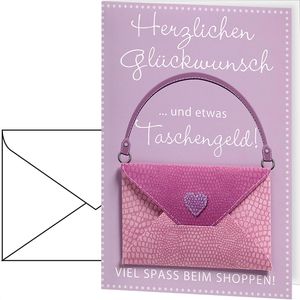 Perleberg Geburtstagskarte 7490047, Geldkarte, Klappkarte mit Umschlag, 11,6 x 16,6 cm