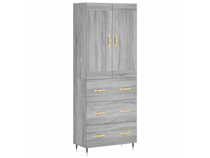 HGFDVCMR Highboard Grau Sonoma 69,5x34x180 cm Beistellschrank Zweiteiliger Wohnzimmerschrank mit stabilen Metallfüßen und praktischen Türen für aufgeräumte Räume.