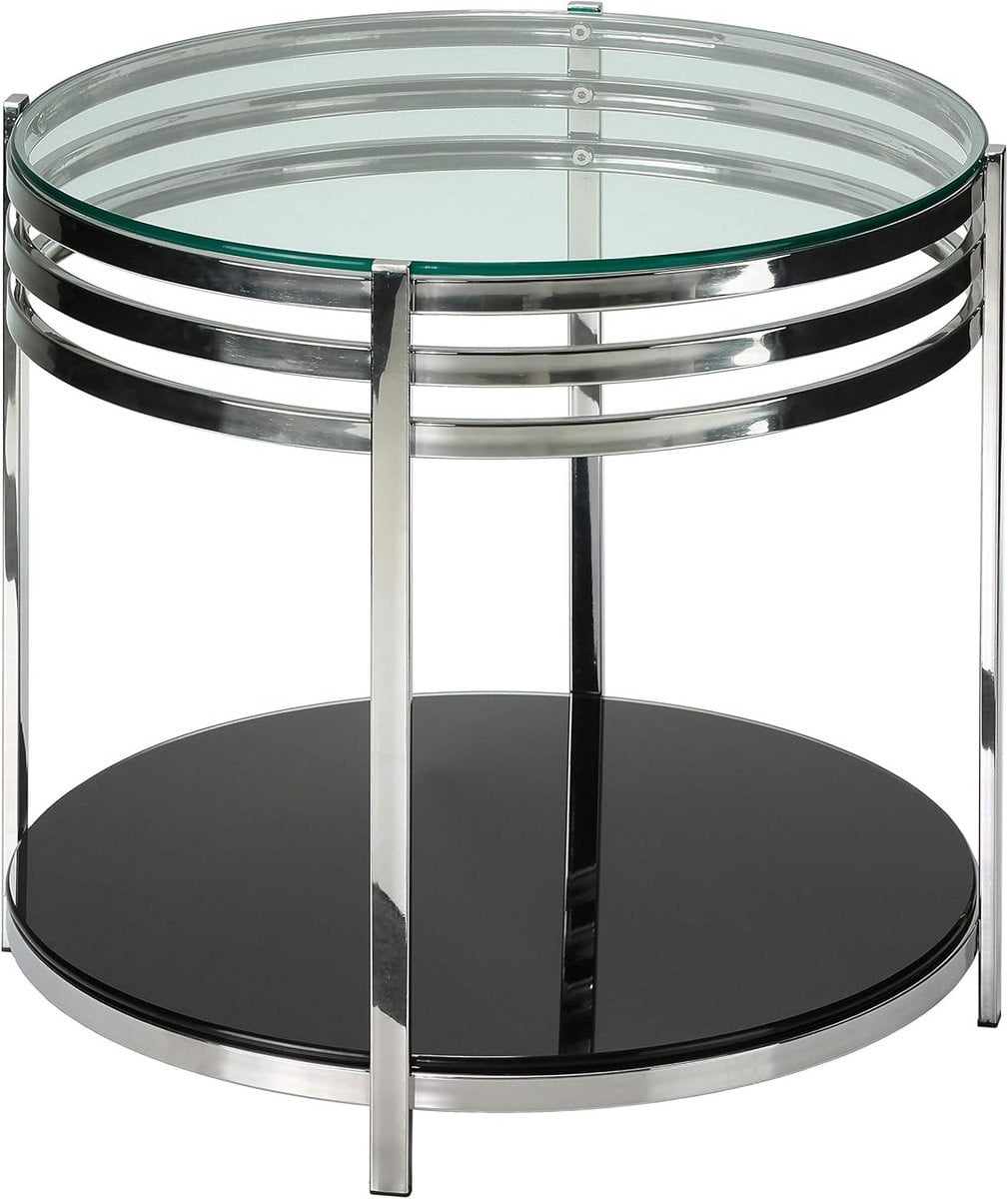 Ronde bijzettafel met 2 niveaus en glazen blad