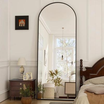 PRiME Arched Full Length Mirror With Aluminum Alloy Frame, High Definition Full Body Mirror For Bedroom Or Living Room black