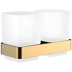 emco loft Doppel-Glashalter, satiniertes Kristallglas, Wandmodell, 052500700, Farbe: Gold Poliert