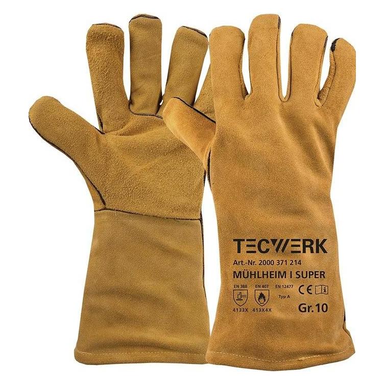 Tecwerk Schweisserhandschuhe Mühlheim I Super Grösse 10 gelb EN 388, EN 407, EN 12477 PSA-Kategorie II (10) (2000371214)