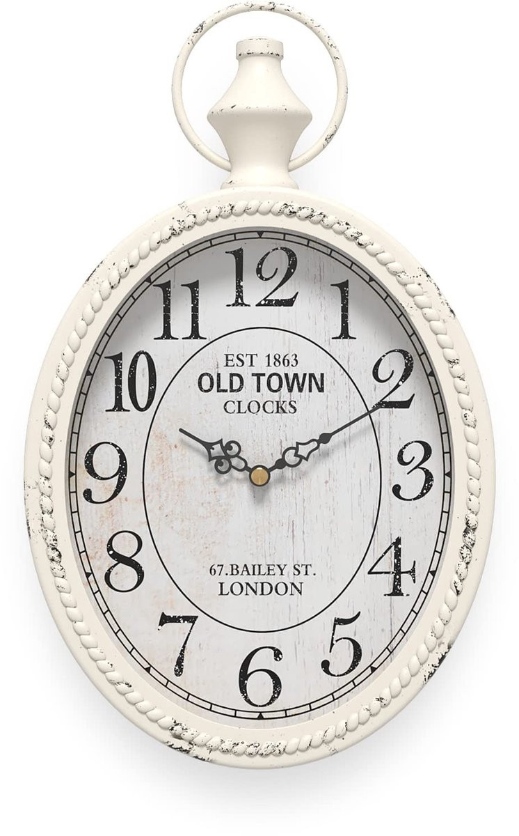 Omgoods Retro Oval Wandklok - Antieke Wandklok voor Decoratie