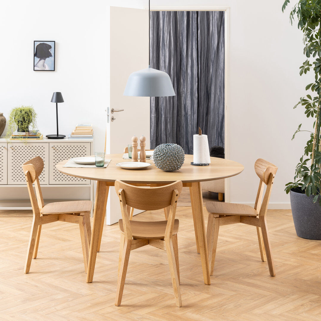 Corrigan Studio 4 -Person Dining Set Oak/Walnut 76cm H x 105cm W x 105cm D
