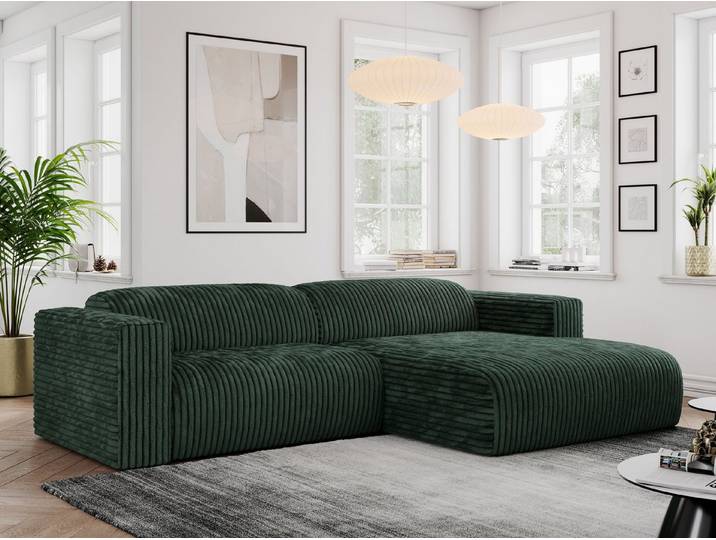 MKS MÖBEL Ecksofa PASADENA, Set, Wellenfedern, Polsterschaum, Kunststoffbeine, freistehendes Ecksofa L-Form, breite Armlehnen, Federsitz