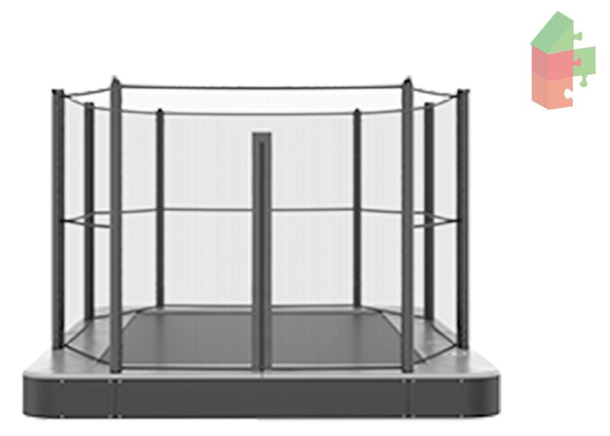 Trampolin AKROBAT ORBIT FLAT 335x244 (11x8 Fuß) Anthrazit inklusive Sicherheitsnetz