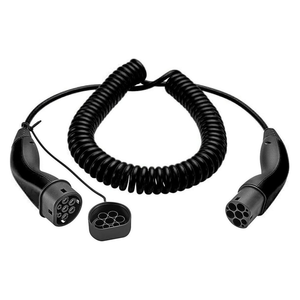 Lakuda Typ 2 Spiral-Ladekabel für Elektroautos - 11kW - 7m, Schwarz (Typ 2, 11 kW, 16 A, 7 m) (66536948)