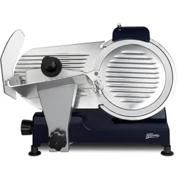 H.Koenig Elektrischer Alleschneider MSX256, professionell, Schnitt 0-12 mm, italienische Klinge 25 cm, eingebauter Schärfer, 282 rpm, Nachtblau