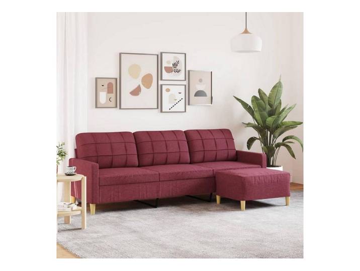 LuxusKollektion 3-Sitzer 3 Sitzer Sofa Hocker Schlaffunktion 3-Sitzer mit Hocker-210 cm Weinrot