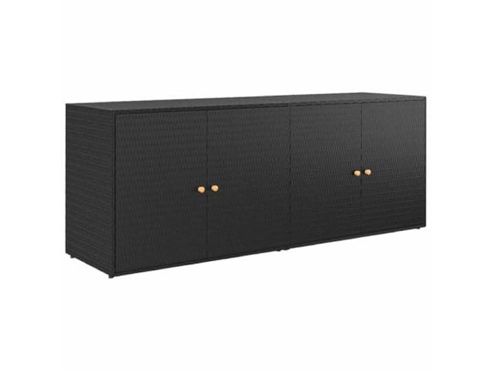 Heofavd Gartenschrank Schwarz 198 x 55,5 x 80 cm Poly Rattan Sideboard