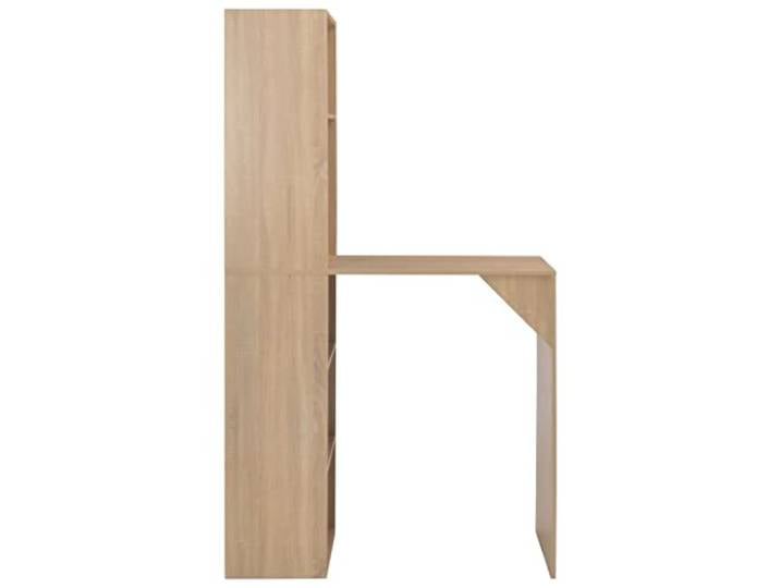 KGHERMDF Bartisch mit Schrank Eichenoptik 115x59x200 cm Stehtisch mit Stauraum, L-förmiger Rahmen, robuste Holzwerkstoff-Konstruktion, ideal für kleine Küchen