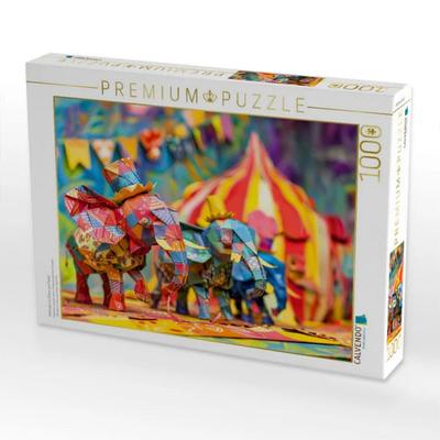 CALVENDO Puzzle Elefanten im Zirkus aus Papier. | 1000 Teile Lege-Größe 64x48cm Foto-Puzzle für glückliche Stunden