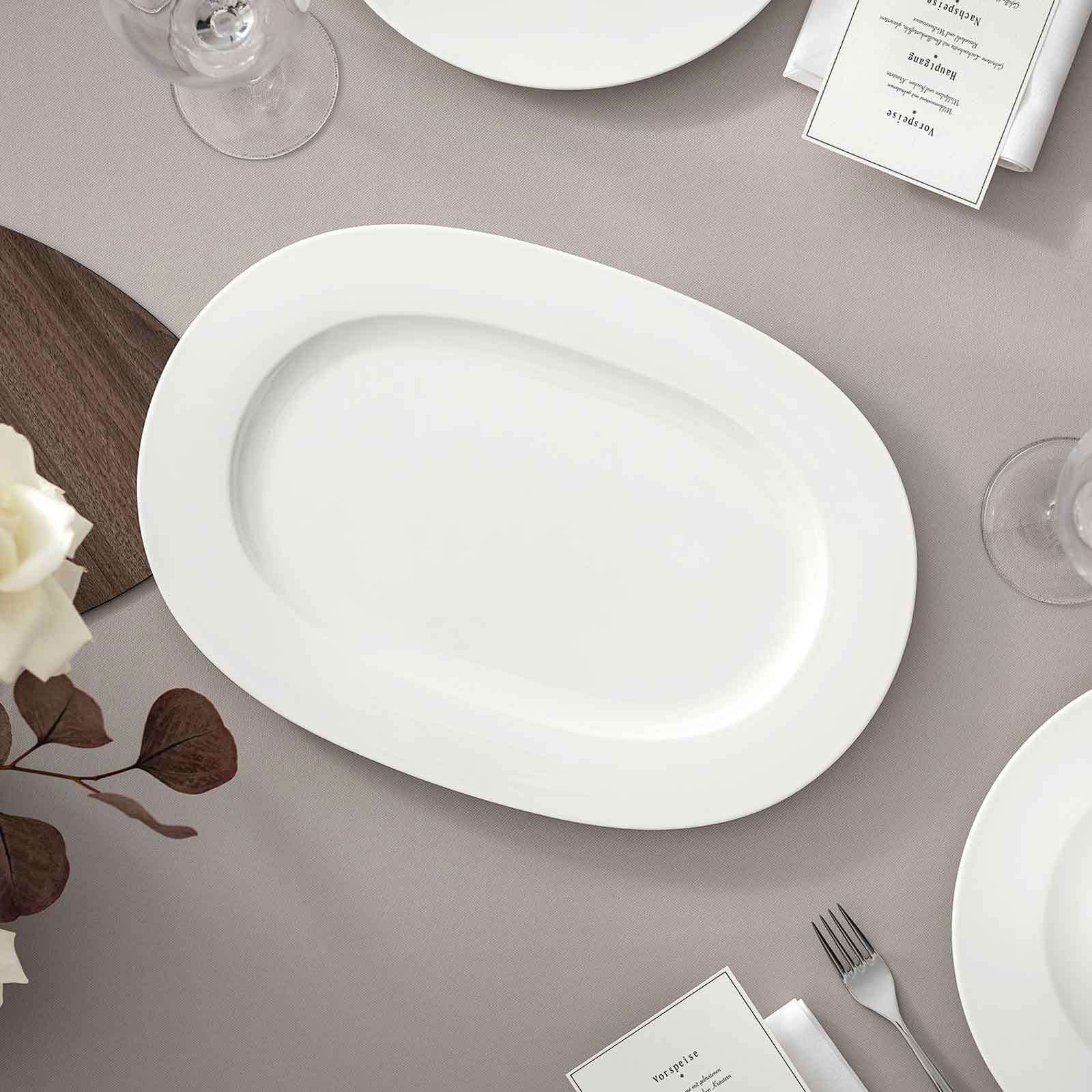 Servierplatte VILLEROY & BOCH "Servierplatte oval Royal 41 cm weiß", weiß, Porzellan, Servierplatten, Servierplatte