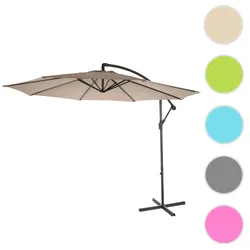 Ampelschirm Acerra, Sonnenschirm Sonnenschutz, Ø 3m neigbar, Polyester/Stahl 11kg ~ sand-beige ohne Ständer