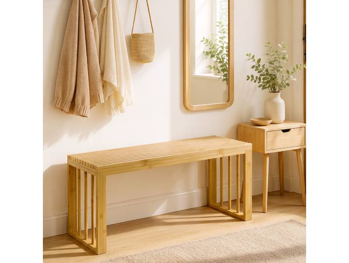 HOMCOM Banc à Chaussures Bambou 90x33x43cm Bois Naturel