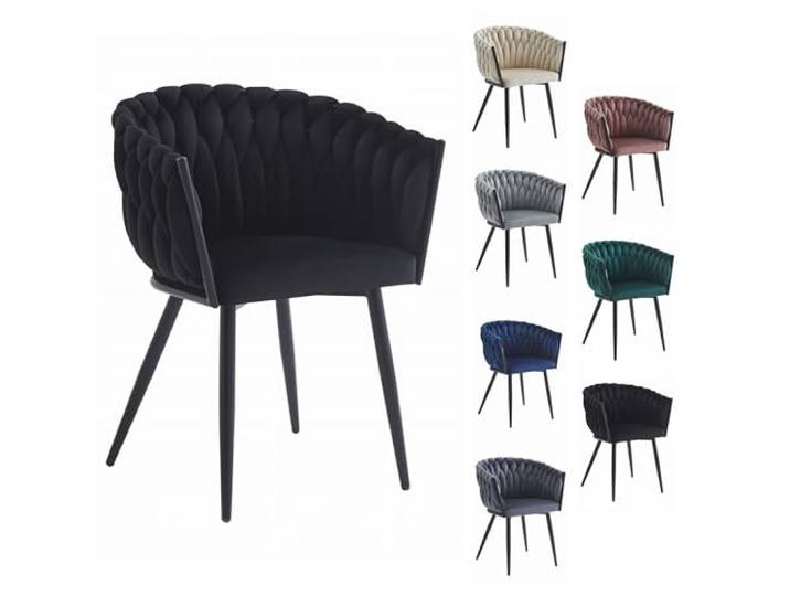 ORINO Stuhl schwarzer Samt gepolstert mit gestepptem Metallgestell für Wohnzimmer, Arbeitszimmer, Esszimmer, Belastung bis 110 kg, Maße 61x79x55 cm