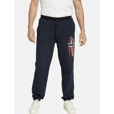 Jogginghose JAN VANDERSTORM "Jogginghose VEGAR", Herren, Gr. L, blau (dunkelblau), Obermaterial: 100% Baumwolle CO., comfort fit lang, Hosen Jogginghose