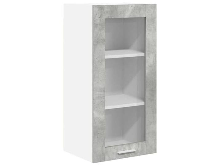 Hängeschrank, grau, Beton, 40 x 31 x 80 cm, Holz aus Technik Aufbewahrung von Utensilien und Töpfen, über Theken, Wohnung oder Haus, Pflege mit feuchtem Tuch