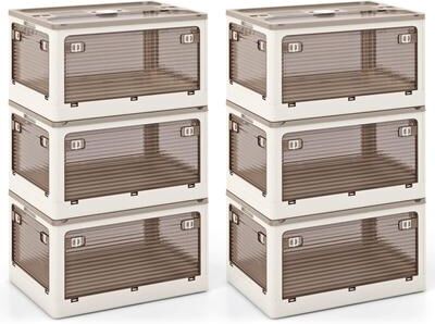Storage Bins 6 Pack Stackable Storage Boxes Plastic Closet Organizers