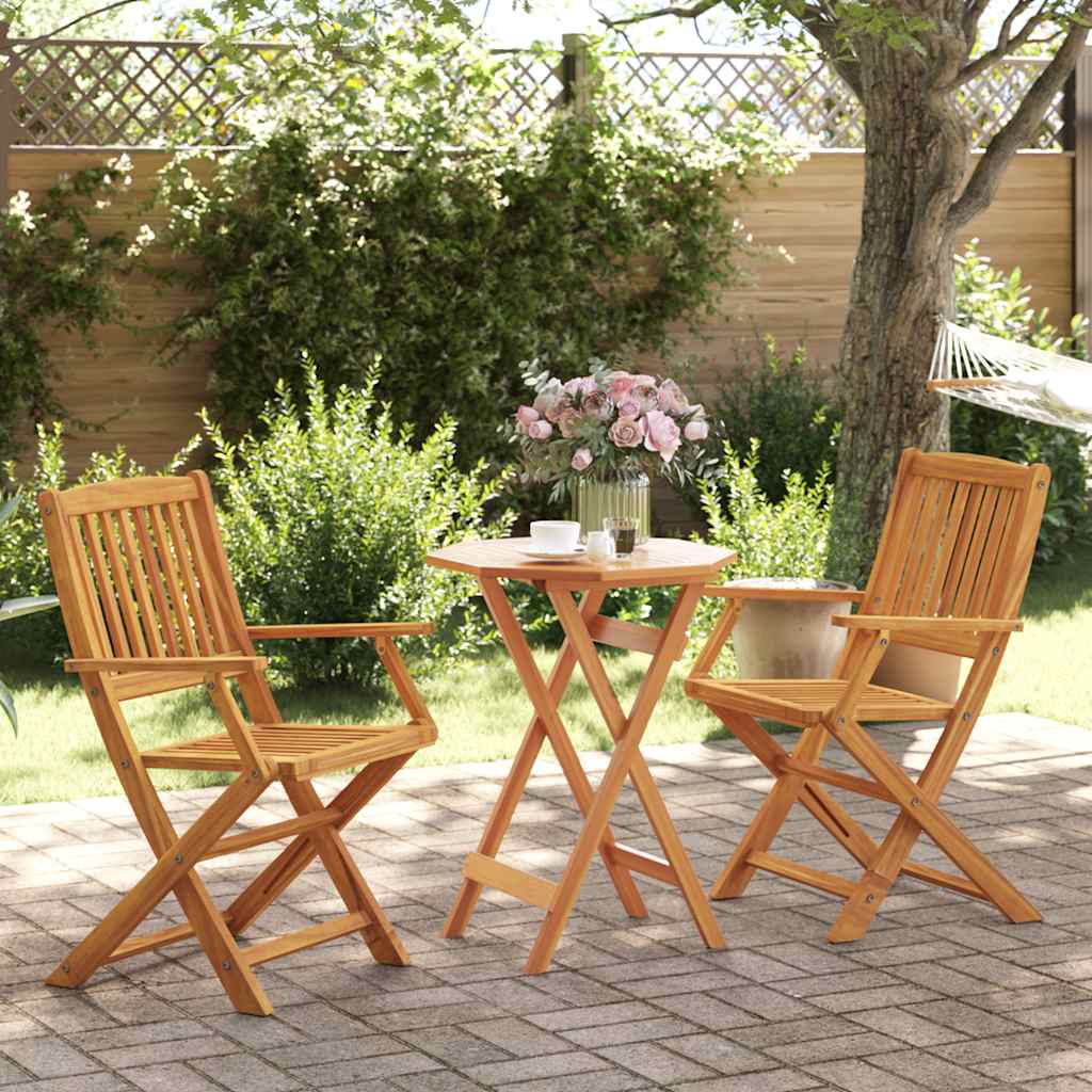 vidaXL Juego bistró pleglable 3 piezas madera maciza acacia Marrón
