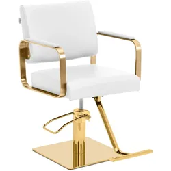 Physa, Salonbedarf, Friseurstuhl mit Fussstütze höhenverstellbar Barber-Stuhl 200 kg weiss/golden
