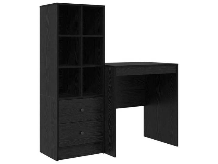 Remise Bureau Informatique - Noir - Bureau compact - 1 place - Chêne noir - 115 5x50x127cm - 2 pc_gsv24m