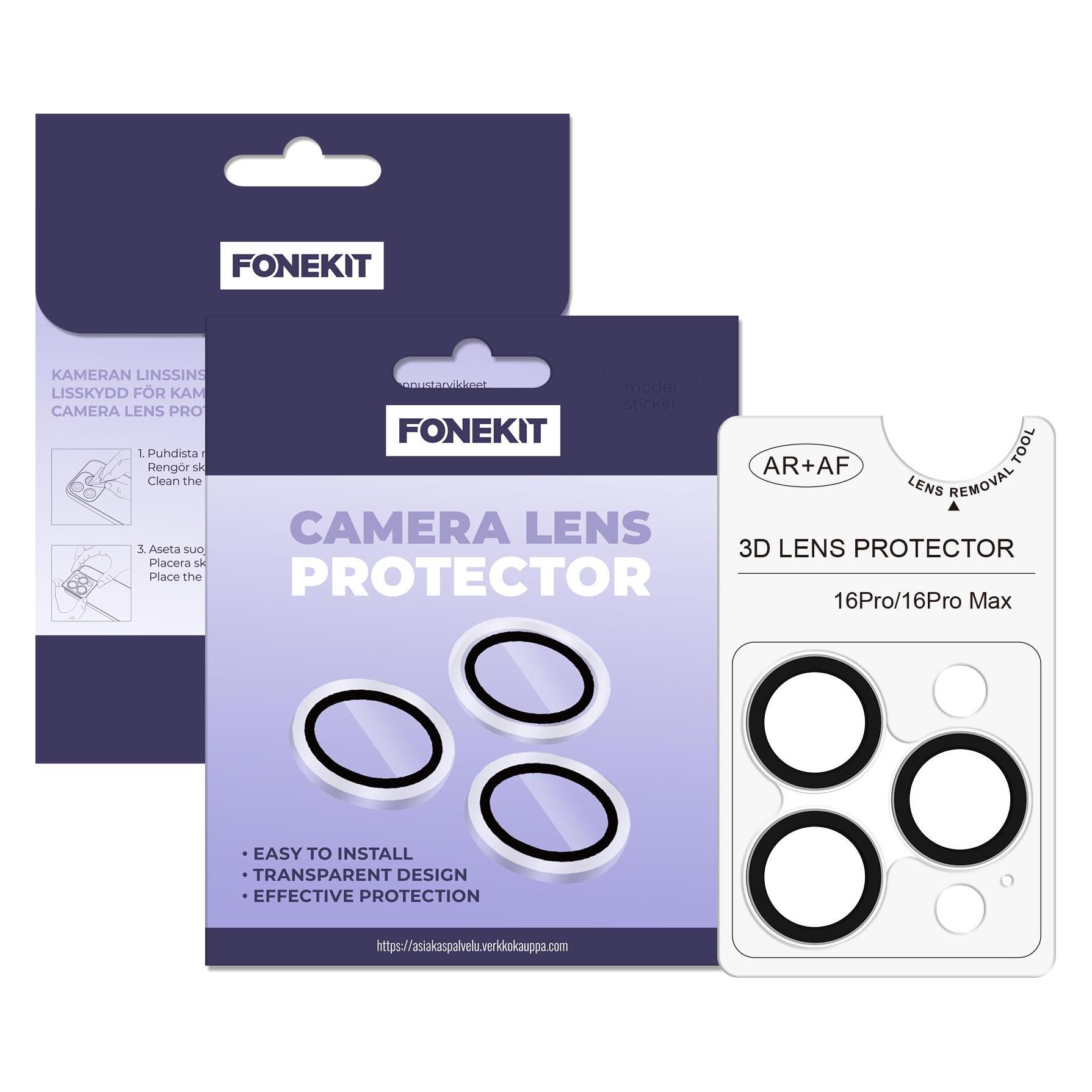 FoneKit Camera lens protector, iPhone 16 Pro / 16 Pro Max, transparent (Apple iPhone 16 Pro, Apple iPhone 16 Pro Max) (6438148062866)
