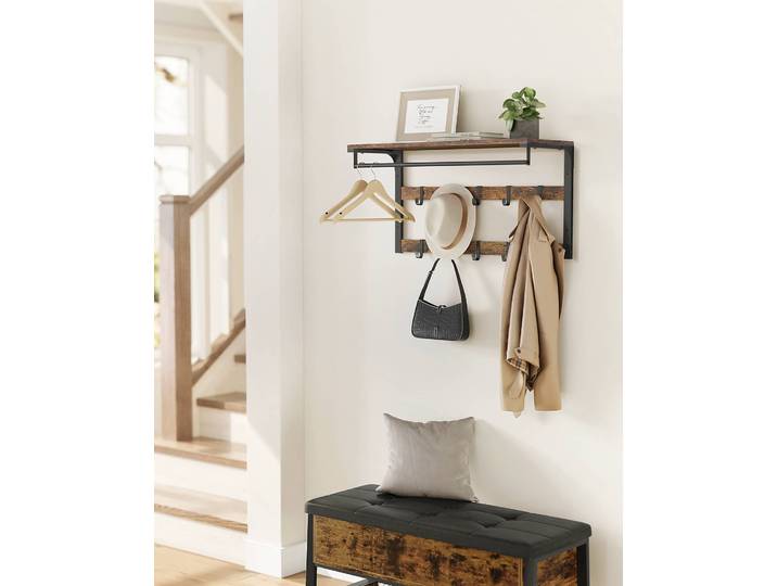 Porte-manteaux mural Zedawa type B 80 x 42 x 30cm Marron