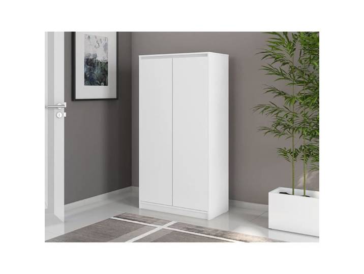 Armoire Haute Nevada - 2 Portes - Venprodin - 147X77X39Cm - Blanc