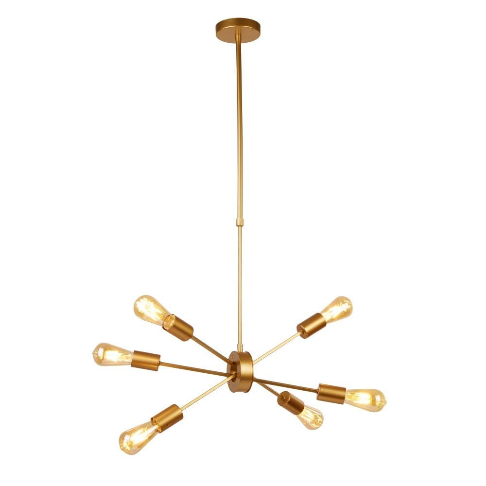 Searchlight Alpha Spider Gouden hanglamp met 6 lichtpunten - 2906-6GO