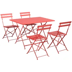 GARTENMÖBEL Set 4-Sitzer Metall Rot Fiori