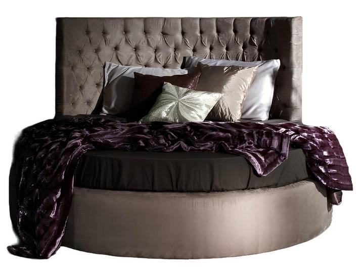 Xlmoebel Rundbett Chesterfield Rundbett aus Samt und Leder in klassischem Design (Rundbett, 1-tlg., Rund Bett), Hergestellt in Europa
