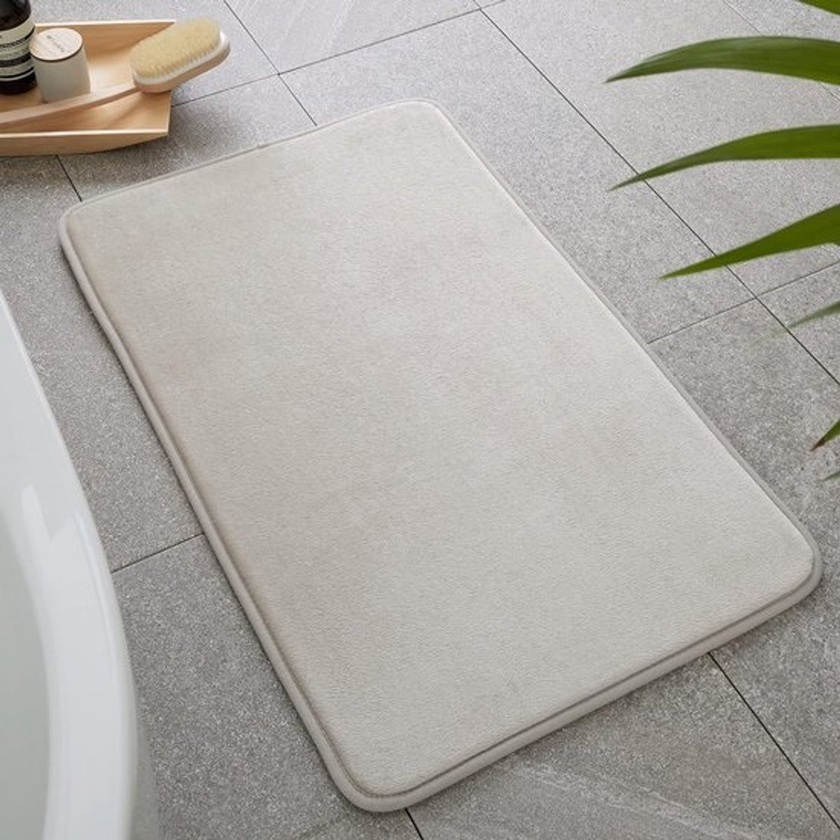 Anti-bacteriële traagschuim badmat in natuurlijk design