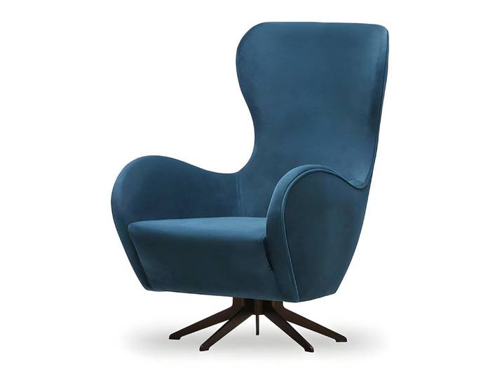 Xlmoebel Sessel Blauer Stoffsessel mit Holzrahmen und ergonomischer Sitzhaltung (1-St., Sessel), Made in Europa