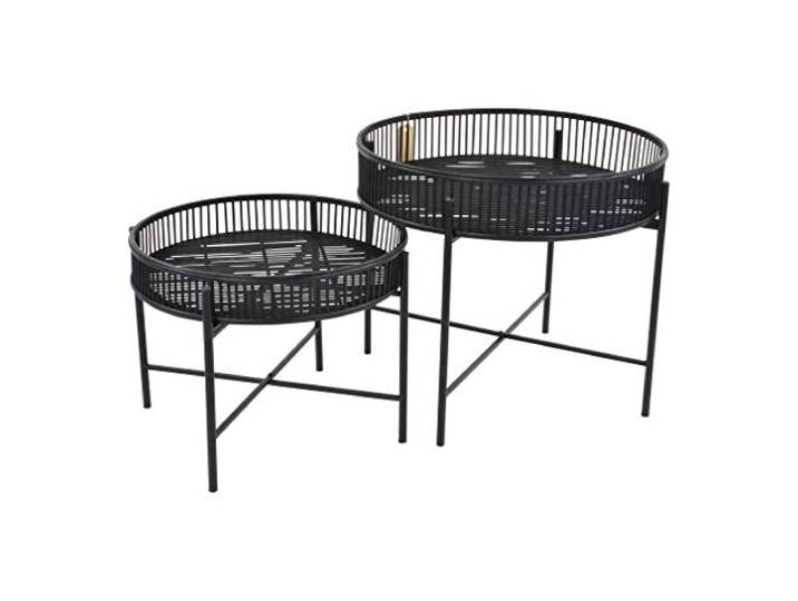 Lesli Living Beistelltisch Tisch Aiko Bambus 2er Set schwarz ø49cm / ø60cm
