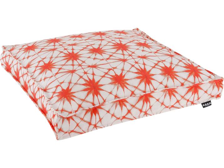 Sitzkissen H.O.C.K. Badu Batik Saphire Outdoor , orange (orange, gemustert), B:50cm H:5cm L:50cm, Polyacryl (dralon), Dekokissen_Sitzkissen_Kissenhüllen, Sitzkissen, wasserabweisend