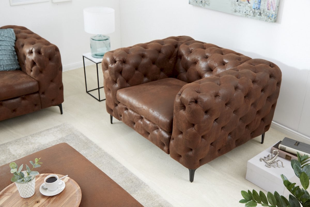 Chesterfield fauteuil Modern Baroque antiek bruin Breedte: 120 cm