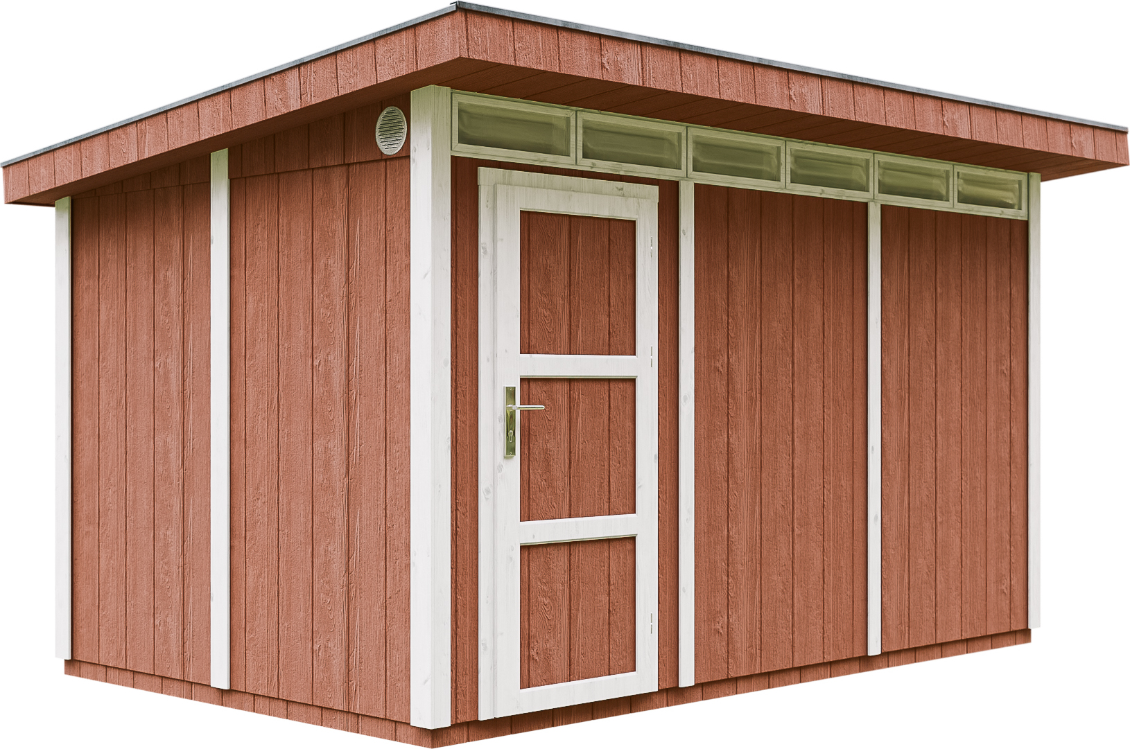 Gartenhaus 8,7m² mit Boden und Bitumenfliesen - Geräteschuppen B411xL279xH239 cm - Gartenhütte TIMBELA M904 - REDWOOD RED