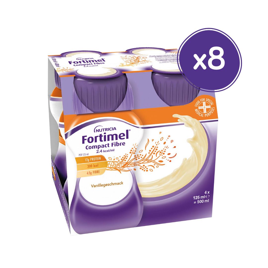 Fortimel Compact Fibre Vanille 8x4x125 ml Flüssigkeit