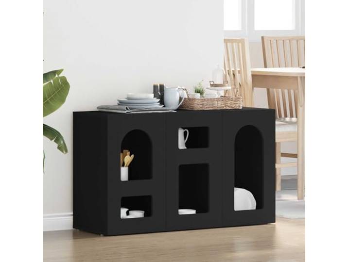 HEFZGDB Weißes Sideboard für Esszimmer aus Holzwerkstoff, Modernes Sideboard mit Regalböden für Wohnzimmer, Funktionales mit Aufbewahrung und Easy-Clean Oberfläche