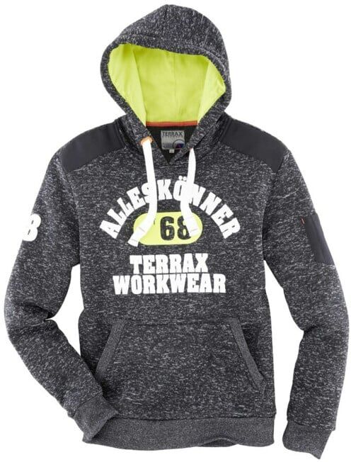 Terrax Workwear Sweat à capuche en polaire tricotée Gr.XL noir chiné/vert lime/orange TERRAX (80387-1048-XL)